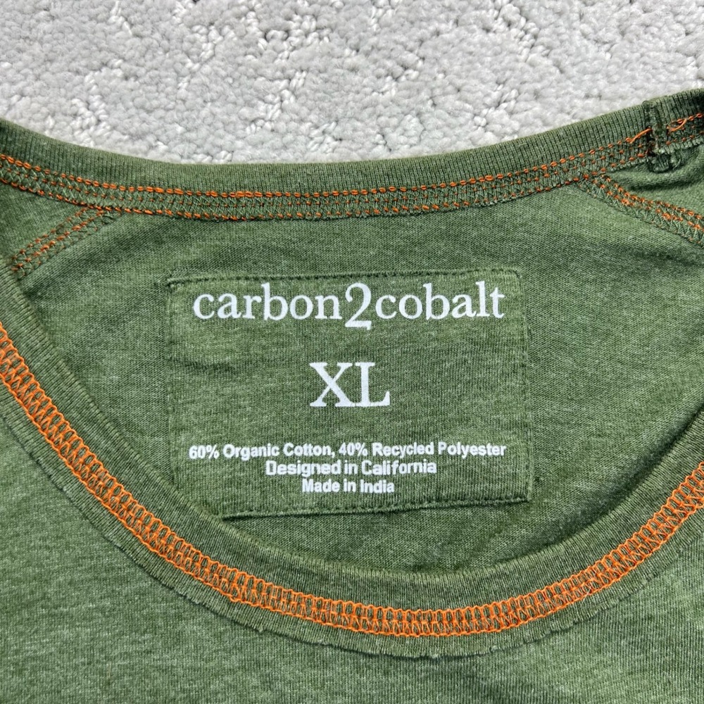 Carbon2Cobalt T-Shirt Mens XL Green Contrast Stitch Organic Cotton Blend - Picture 5 of 12